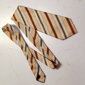 Altea Milano 100% Silk Vintage Tie Brown Diagonal Stripes Italy Formal Office